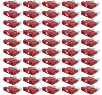 KFZ Auto ATO Sicherungen 50 Stück Flachsicherungen, TFT00, Set, 1A 2A 3A 4A 5A 7,5A 10A 15A 20A 25A 30A 35A 40A, Stromstärke:10A Ampere
