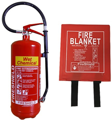 6ltr Wet Chemical Fire Extinguisher & 1.0m x 1.0m Hard Case Fire Blanket