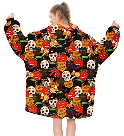 YLXD TV-Decke Kuscheldecke mit Ärmel,Halloween Mikrofaserdecke Fleecedecke,warm, weich, gemütlich,Fleece Sherpa Warme Decken für Erwachsene Frauen