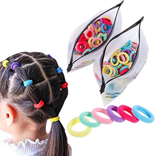 Phoetya Baby-Haargummis, 200 Stück, Gummibänder, Bonbonfarben, Baby-Haarbänder und mehrfarbige Pferdeschwanz-Halter, Haar-Accessoires für Kinder und Mädchen