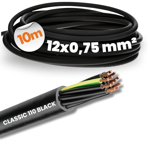 Lapp 10m Ölflex Classic 110 Black 12G0,75 Steuerleitung 12x0,75 mm² | UV-beständiges PVC Kabel mit Schutzleiter, 12-adrig, flammwidrig, 0,6/1kV Anschlussleitung für Außenbereich & Maschinenbau