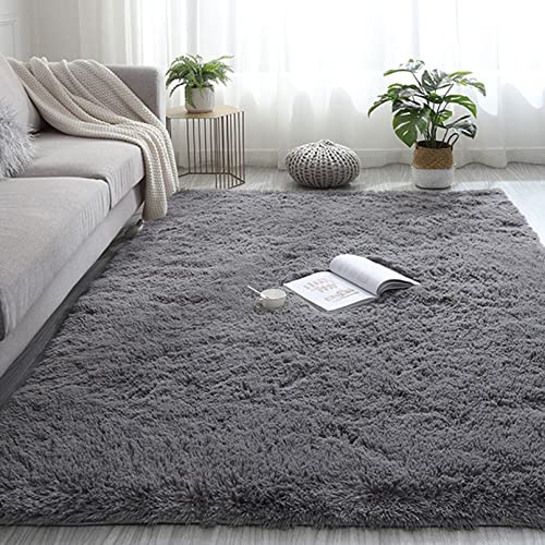 CHBIN Shaggy 100x180cm Hochflor Teppich Schaffell Teppich Zottige Teppiche Spitzenqualität Waschbar für Bettvorleger Sofa Matte Oder Schlafzimmmer Deko Usw, Dunkelgrau