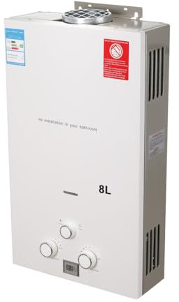 Lfhelper LPG Tankless Hot Water Heate, 8L 16KW Portable Tankless Instant Hot Water Heater for Pet Washing Horse Shower Outdoor Cleaning Camping