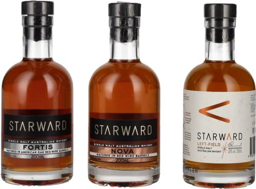 STARWARD -Single Malt Australian Whisky - Coffret de 3 Bouteilles : Starward Left-field 40% Alcool 200 ml - Starward Nova 41% Alcool 200ml - Starward Fortis 50% Alcool 200 ml - Origine Australie