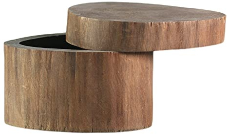 ART-CRAFT Holzkiste Holzbox Holz Dose mit Deckel aus echtem Teakholz Ring Box Ring Schachtel Pillendose klein Weed box Schmuckschatulle Aufbewahrungsdose Geschenkbox Sammelbox Ø 10cm