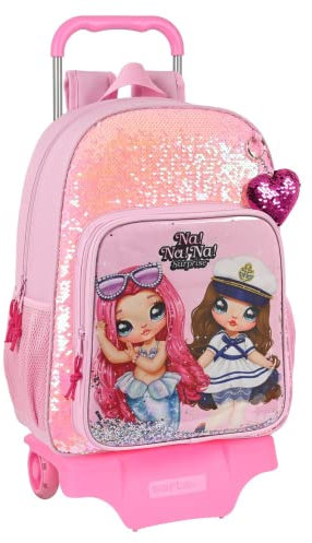 Safta, Mochila 180 con Carro Nanana Sparkles 33X42X14Cm Unisex niños, Multicolor, Estándar