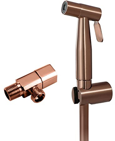 SHUGUANG Kit Douchette WC Monocommande Pulvérisateur de Bidet à Main 304 Acier Inoxydable Douchette à Main Bidet Montage Mural Pulvérisateur de Toilette Bidet avec Vanne d'angle,Rose Gold