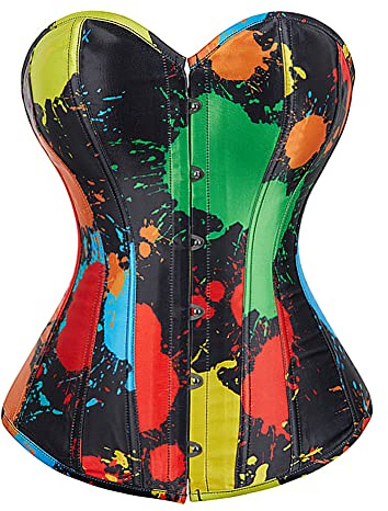 Grebrafan Corset Satén Estampado Mujer Corsé Halloween XL Multicolor