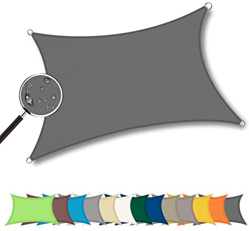 Yoosing Vela Ombreggiante 5.5x7.5m, Parasole Rettangolare, Resistente e Traspirante con Kit di Fissaggio Professionale per Giardino Terrazzo Campeggio - Dunkelgrau