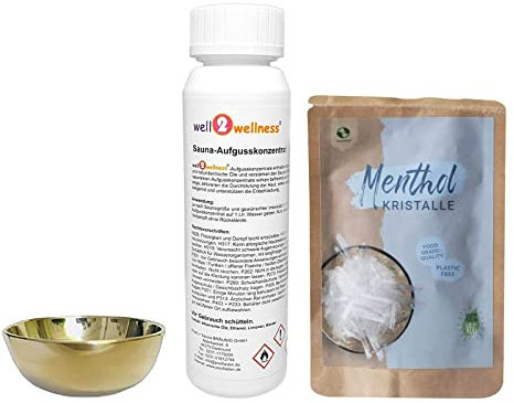 SudoreWell® Vaschetta per evaporatore, piccola Ø 5 cm/2 cm di altezza, per cristalli di mentolo e infuso per sauna, 125 ml, citronella, 10 g, cristalli di mentolo
