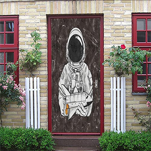 3D Türtapete Selbstklebend Türposter - Weltraumastronaut 95 X 215 Cm - Türaufkleber Fototapete Abziehen Und Aufkleben Türfolie Poster Tapete - Kinderzimmer Wohnzimmer Küche Schlafzimmer Tür Fotos