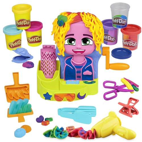 Play-Doh Hasbro Peluquería, Manualidades para Niñas y Niños a Partir de 3 Años, Set con Herramientas y 6 Botes de Plastilina de Colores, Regalo Creativo