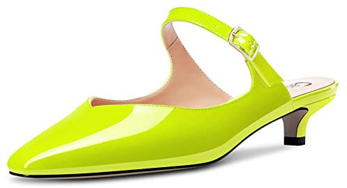 Castamere Mujer Bajos Gatito Heel Cuadrada Punta Slip-on Pumps de Boda Dress 3 CM Heels Verde Lima 45 EU