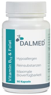 Vitamin B12 & Folat - 90 Kapseln (1 Kaps. enthält: 250mcg Adenosylcobalamin, 250mcg Methylcobalamin und 200mcg 5-MTHF) - Premium Qualität - ohne Zusätze - reine und hochwertige Substanzen