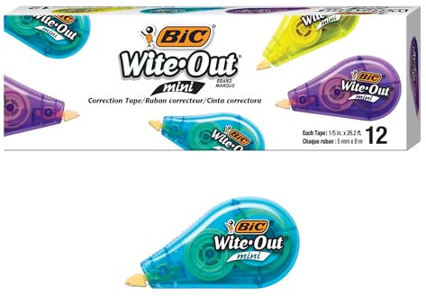 BIC Wite Out Mini-Korrekturband, Weiß, 12 Stück
