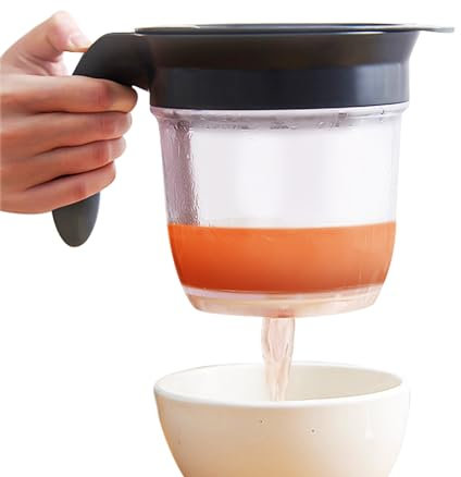 Utensilios de cocina, colador/separador de grasa, separador de aceite de salsa, filtro de sopa de aceite, separador de grasa de doble filtración para depósitos de grasa saludables para el hogar,