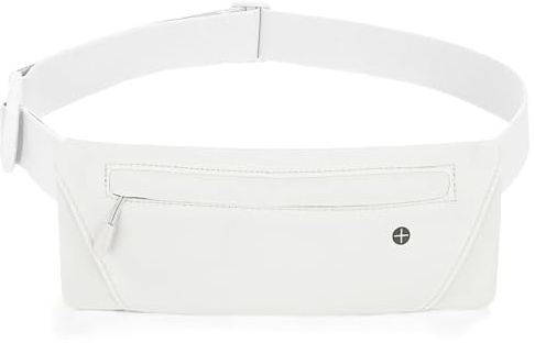 WHIPPY Running Belt for Phone Bag Running Gifts for Women Fanny Pack for Men Elastic Runners Money Belt Phone Holder Hiking Waist Pack, White