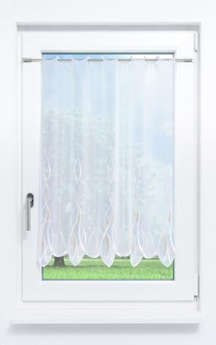 Plauener Spitze Scheibengardine Melanie #1W (Bx H) 48,6cm * 120cm pastellorange/Orange