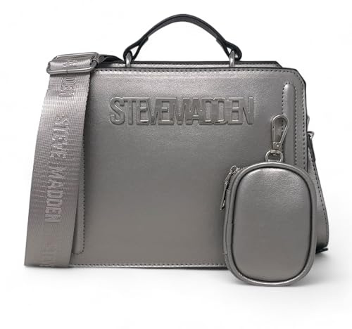 Steve Madden Damen Metallic Bevelyn Bag (Pewter Metallic)