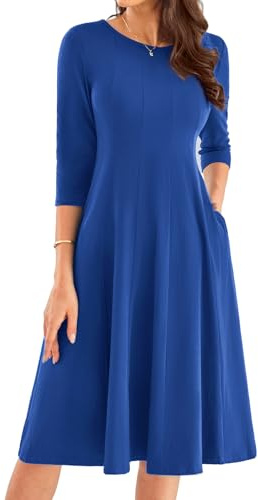 GRACE KARIN Women's 3/4 Sleeve A-Line Midi Dress Wedding Guest Prom Formal