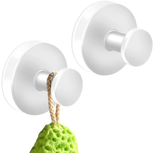 MGahyi Ganchos con ventosa, ganchos sin taladrar para ducha, baño, toallas colgantes, batas, montaje en puertas de ducha de cristal, azulejos, espejos (blanco, 2 unidades)