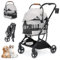 Beberoad T3 3-in-1 Haustier-Kinderwagen Hundewagen für kleine mittelgroße Hunde Katzen unter 20 kg, Faltbarer Haustierwagen Hundewagen, abnehmbare Tragetasche mit Pad und Getränkehalter, Grau