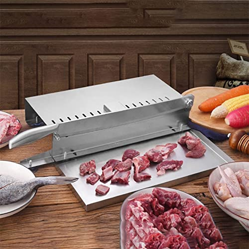 SHENJIA Manual Bone Meat Cutter, Commercial Stainless Steel Ribs Meat Chopper, Home Food Slicer Machine for Fish Chicken Beef Frozen Meat Vegetables