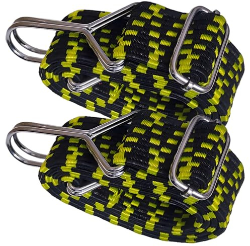 Corde Elastiche con Gancio 100 CM,Corda Elastica con Gancio 2 Pezzi Cinghia Wlastica Giallo Ganci Elastici pour Jardin Et Camping,Tendeurs De Bagages,Bandes Élastiques,Moto,Vélo
