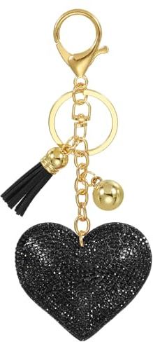 PATIKIL Porte-Clés, Porte-Clés Mignon en Cristal avec Pompon Frange, Breloque Pendentif Charme pour Femmes, Accessoire Sac à Main Clef Voiture Porte-Monnaie