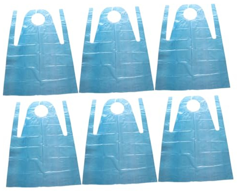CATIEBYE 100pcs Disposable Plastic Aprons Oil Sleeveless Kitchen and Bbq Use Convenient for Adults and Boys and