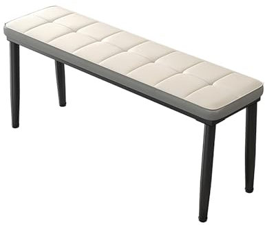 Sitzbank aus Massivholz mit gepolstertem Sitz, stabile Esszimmerbank, Nachtbank für Schlafzimmer oder Badezimmer, Beige, Länge 100 cm