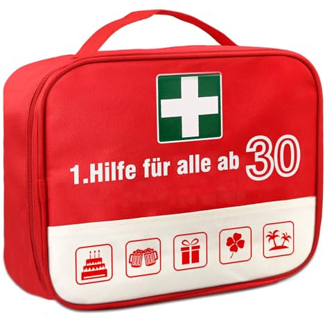 TUZELIYA Originelle 30 Geburtstag Geschenk Männer & Frauen - Lustige 1. Hilfe Tasche zum 30. Geburtstag - Geschenk 30. Geburtstag Mann/Frau - Ideal für Geldgeschenke