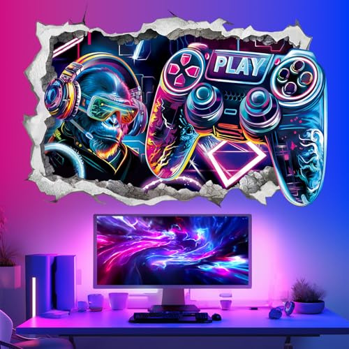 wondever Stickers Muraux 3D Gamer XXL Autocollants Muraux Contrôleur | Décoration Murale Peel & Stick, Décoration Bébé Pépinière Chambre Enfants, Couleurs Vives et Nettes, Stickers Murals Amovible