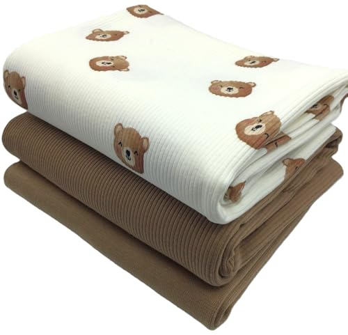 Die Stofftante Jersey-Paket Ribstrick Jersey | Rippenjersey | schmale Rippen | | Ökotex Bären