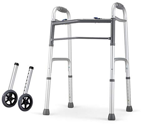 Gehhilfe für Senioren, Faltbarer Gehwagen aus Aluminium, mit Sitz und Rollen, Höhenverstellbarer Gehwagen für Senioren