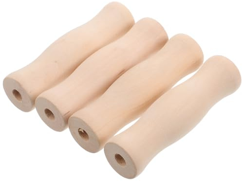 Cabilock Holzgriff Für Grillutensilien Einlochgriff Aus Holz Für Grillrost rutschfest Und Hitzebeständig Für Grillen Camping Und Kochen Im Freien 4 Stück