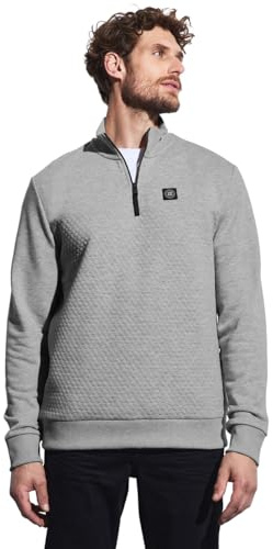 Street One MEN Troyer Textured Jumper, Warm Grey Melange, Large