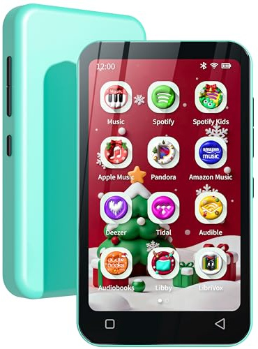 80GB Kids MP3 Player with Bluetooth and WiFi, Parental Controls, Pre-Installed Spotify, Spotify Kids, Audible, TIMMKOO 4 MP4 Player Up to 1TB (Blue)