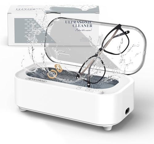 Limpiador Ultrasonidos, Ultrasonidos Limpieza 48KHz, Limpiador Gafas, Limpieza Profesional para Prótesis Dentales, Retenedores, Alineadores y Artículos Gafas, Joyas, Relojes