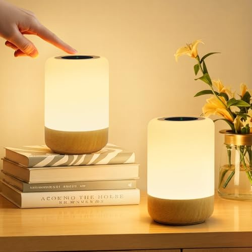 Bonsery Nachttischlampe 2er Set Touch Dimmbar, LED Nachtlicht Stilllicht mit 8 Farben 4 Modi, Tragbar Akku Tischlampe Kabellos mit Memory, Dimmbar Touch Lampe für Geschenke für Erwachsene Kinder