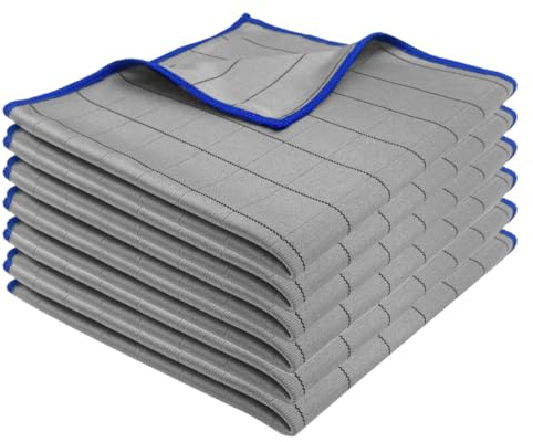 Zykra 6X Carbon Glastuch Auto 30 * 30 cm, 400GSM | Premium Carbon Mikrofaser, Streifenfrei, Für Fenster, Spiegel, Scheiben