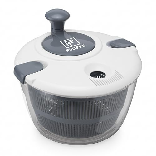 FAUPPE - Escurridor de ensalada 5L - Sin BPA - Cuenco transparente con cesta extraíble - Base antideslizante - Lavavajillas - Accesorio de cocina para ensaladas, verduras y frutas