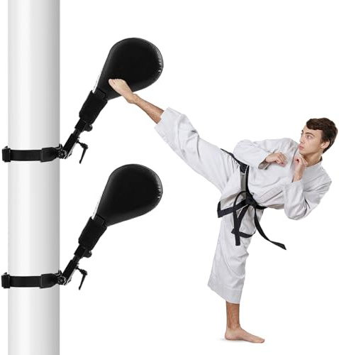 Seenelling Taekwondo Kick Pads Boxing Pads Taekwondo Karate Sparring Gear Boxing Paddles Kicking Targets Martial Arts Training Equipment with Mounting Bracket (1 Kicking Target,Black,2 Pcs)