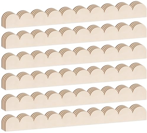 JSIWOTH Moulure Décorative en Bois Ondulé, Lot de 24 Baguettes en Bois de Tilleul Non Traité pour Meubles, Miroirs, Fenêtres, Portes & Décoration Murale DIY (40 x 4 cm)