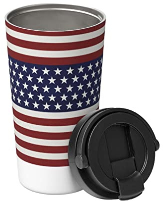 Mug Isotherme Avec Poignée Grandes Étoiles Du Drapeau Américain Tasse Isotherme À Double Paroi Réutilisable Mug De Voyage, Pour Thé, Boissons Chaudes Et Froides, Café, 17Oz