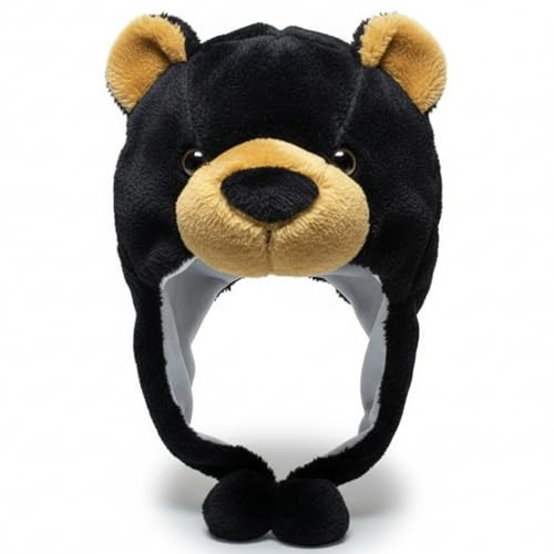 Rachlicy Bärenmütze, Unisex, Plüsch-Ohrenklappe, Bären-Wintermütze, gemütliche Fleece-warme Winter-Tiermütze für Kinder, Teenager, Erwachsene