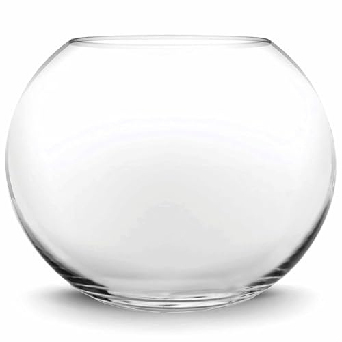 Fischschale aus Glas, 24, 9 cm, klares, rundes Aquaponic-Aquarium – einfache kleine Glasschale, Mini-Vase für Zuhause, Wohnzimmer, Büro, Schreibtisch-Dekoration