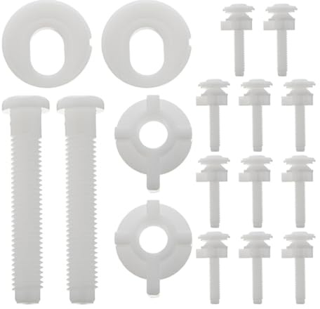 Veemoon Kit Fixation Abattant Wc Plastique 12 Pièces avec Rondelles 2.8 Cm, Vis de Siège de Toilette Compatibles, Accessoires Installation et Réparation Siège Toilette pour Salle de Bain