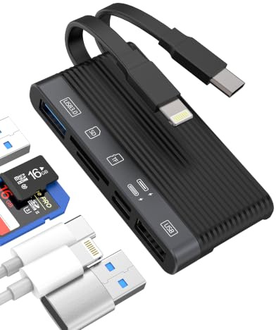 Lecteur Carte SD pour iPhone 17 16 15 14 13Pro Max Adaptateur USB Lightning USB C vers Micro SD de Mémoire Compatible avec Samsung OTG pour iPad pour Apple Photo Appareil Caméra TF Compact Flash Cable