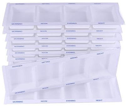 Medi-Inn Medikamentendispenser mit 4 Fächern, weiß XL, 10 Stück, Tablettenbox für einen Tag, Pillenbox, Tagesdispenser